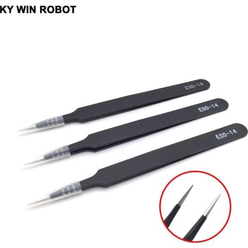 1PCS ESD-14 Anti-static Curved Straight Tip Forceps Precision Soldering Tweezers Set Electronic ESD Tweezers Tool