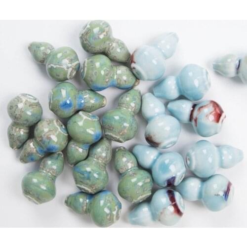 10pcs 31x20mm Gourd Shape Ceramic Beads Handmade Diy 2.5mm Hole Loose Beads For Jewelry Making