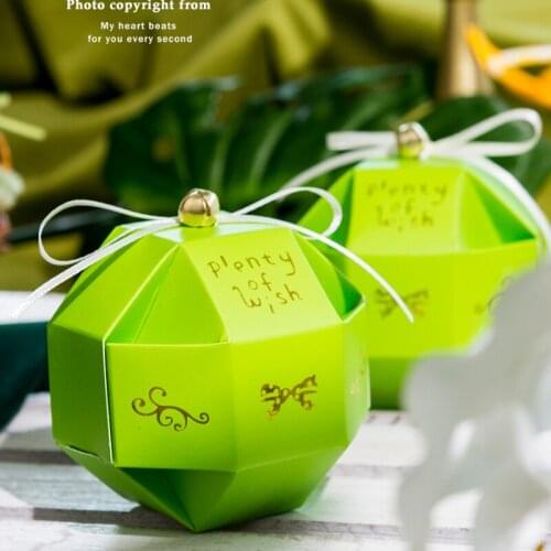 12pcs Green Round Sphere Shape Present Wrap Boxes with Ribbon and Tinkle Bell Goody Gift Boxes for Birthday Party Baby Shower