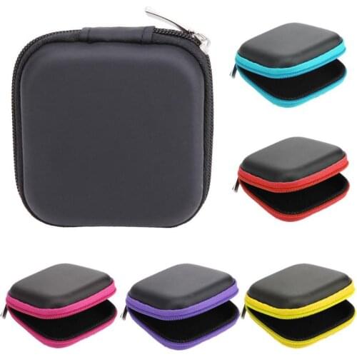 2018 New Mini Square Earphone Holder Case Zipper Headset Earbud Memory Card USB Cable Cable Storage Bag Box 80*80*30mm
