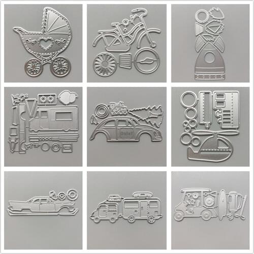 28 Styles) 2021 Cars Aircraft Metal Cutting Dies DIY Scrapbooking Paper Crafts Mould Punch Baby Carriage Embossing Stencils