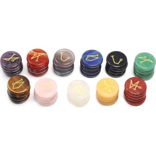 4Pcs 25x25mm Lapis lazuli Yellow Jades Natural Stone Beads Round Loose Beads Cabochon Setting Fit Pendants Rings For Jewelry