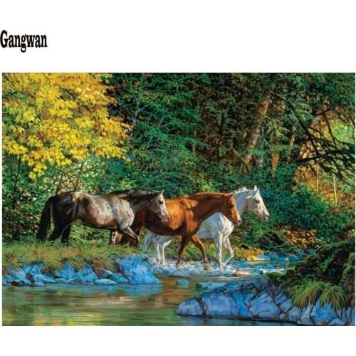 Handmade Diamond Painting Cross Stitch Horse picture Full Square round Drill 5d Diamond Embroidery Home Decoration wall painting