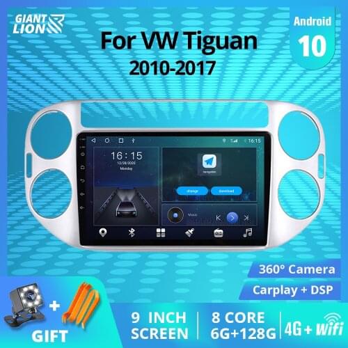 2din Android 10.0 Car Radio For Volkswagen Tiguan 2010-2017 Multimedia Player Navigation GPS DSP Stereo Receiver IGO Auto Radio