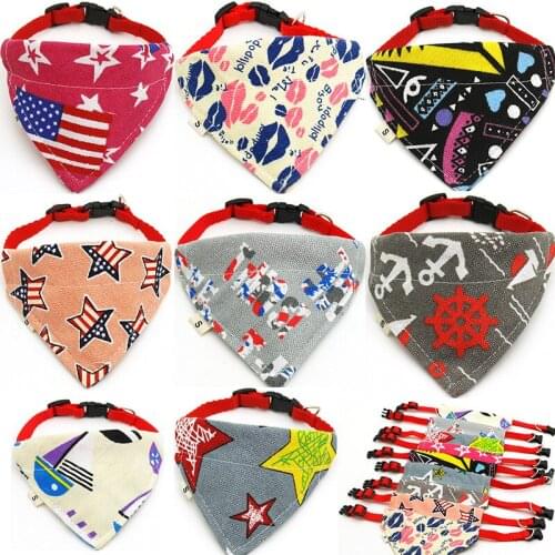 New Dog Puppy Pet bandanas 100%Cotton Pet New design Mix 8Colors Adjustable