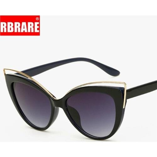 RBRARE Brand Cat Eye Sunglasses Women Double Cateye Sun Glasses Ladies Sexy Vintage Metal Hollow Eyewear UV400 Shades