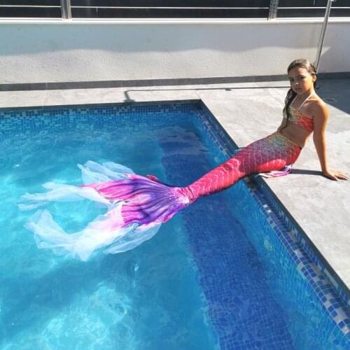 Kids Girls Women Mermaid Tail Swimwear Summer Beach Vacation Swimsuit Mermaid Tail With Monofin Swimming Cospaly Costume Dress