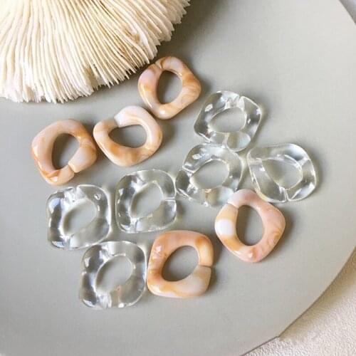 Diy jewelry making 60pcs/lot color print Irregular geometry Chain buckle shape resin beads fit earring/garment accessory