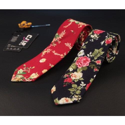 25color Korean fashion designer high -end mens neck tie slim narrow 6cm wedding flower floral cotton ties for men 100pcs fedex