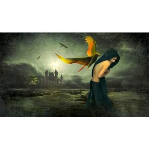 GLymg Diamond Embroidery DIY Embroidery Handicrafts 5D Embroidery Painting My Inner Demon Beauty And Bird Diamond Wall Art Decor
