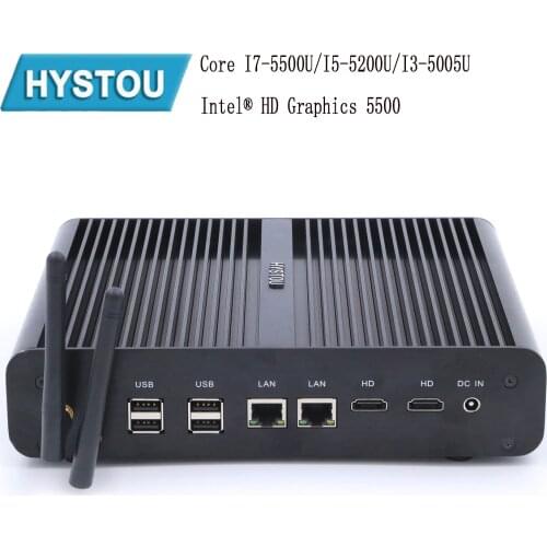 Hystou 2019 Mini pc Windows 10 i7 5500U i5 5200U i3 5005U Barebone minipc HTPC intel Nuc Fanless for linux pfsence мини пк