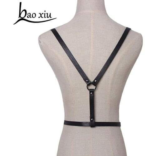 Fashion women sexy Harajuku Garters Faux Leather Body Bondage Cage Sculpting Harness Waist Belt Straps Suspenders Belt for women