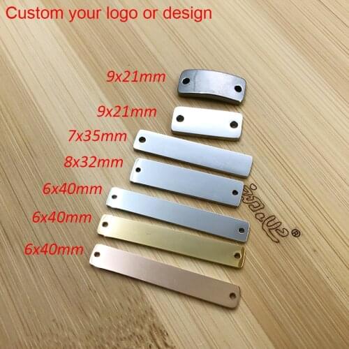 MYLONGINGCHARM Free engraving 30pcs stainless steel rectangle bar connectors-custom logo or design- Rectangle Necklace Pendant