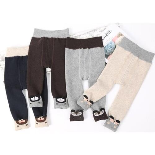 New Arrivals Winter Plush Baby Girl Leggings Newborn Cartoon Three-Dimensional Rip Cuff Warm Pantyhose
