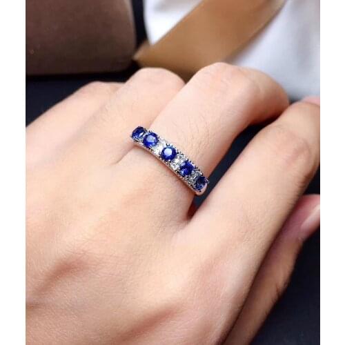 Natural and Real Blue sapphire ring Wedding Ring 925 sterling silver Fine handworked jewelry Finger rings