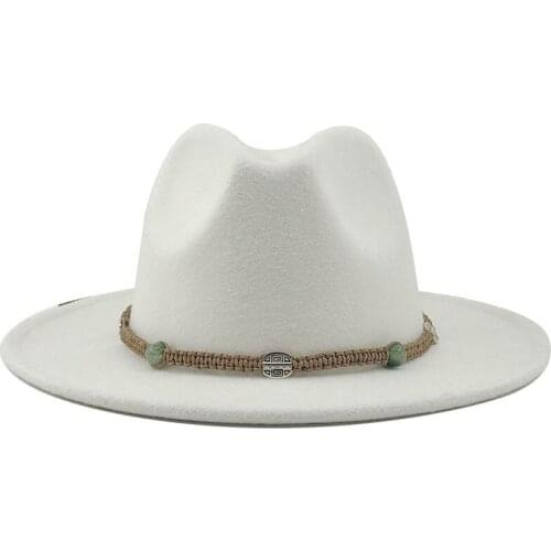 Brim Autumn Wide Trilby Caps Female Male Fashion Top Hat Jazz Cap Winter Panama Hat Vintage Fedoras Men Mafia Hat Felt 56-60CM