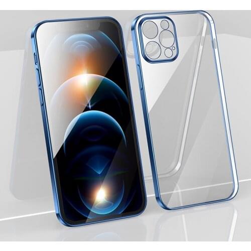 Luxury Transparent Square Frame Plating Case For iPhone 12 Pro Max Case for iPhone 11 Pro Max Mini XR X XS 7 8 Plus Clear Cover