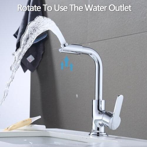 Bathroom Sink Faucet 360 Degree Rotation Innovative Fashion Style Single Hole Handle Basin Mixer Tap Bathroom Accessories
