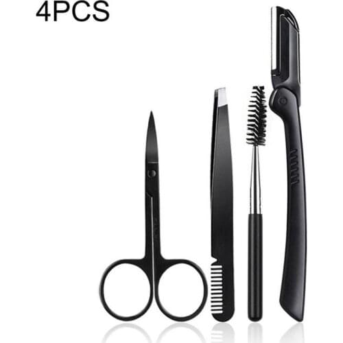 Steel Folding Eyebrow Knife Beginner Eyebrow Scissor With Comb Eyebrow Clip And Eyelash Brush