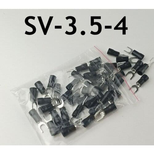SV3.5-4 Black Insulated Spade Fork Wire Connector Electrical Wiring Crimp Terminal wire Cable Connector 100PCS/PackSV3-4 SV