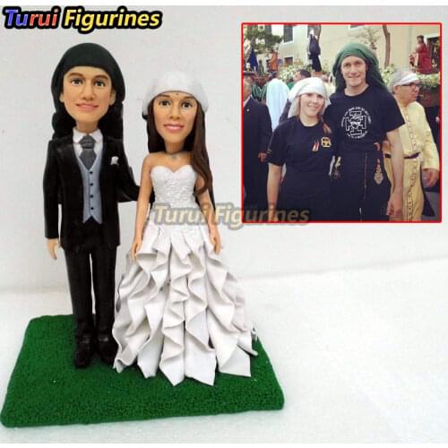 Wedding cake topper camping custom Couple Bobblehead mini couple statue custom bobblehead figures from photo by Turui Figurines