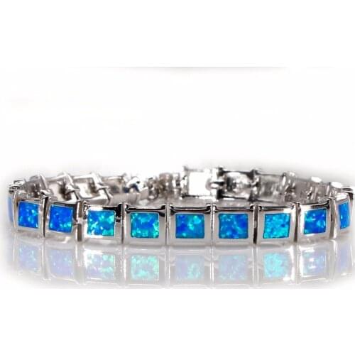 SZ0080 elegant side chain blue opal bracelet silver chain bracelet and bracelet ladies fashion jewelry