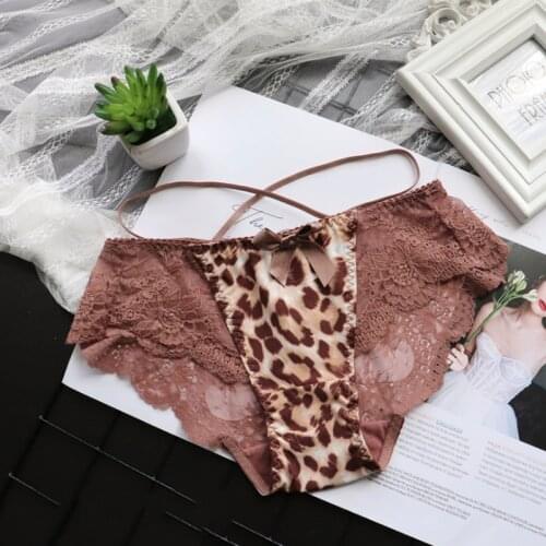 Thin Belt Women Underwear Sexy Lace Low Waist Panties Female Leopard Panties Girl Lingerie Breathable Briefs