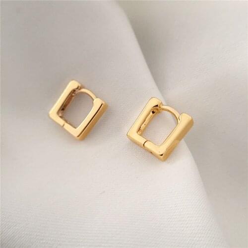 Trendy Gold Color Plating Square Shape Small Hoop Earrings For Women Unisex Elegant Gorgeous Casual Chic Jewelry Accessory