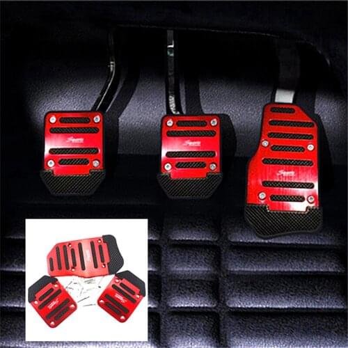Universal Aluminum Mechanical Transmission 3 Pcs. Silver and Black Non-Slip Car Pedals Set Car Accessories Pedal Kit