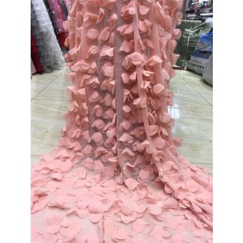 Gorgeous pink YG-711 french tulle african embroidered lace fabric high quality
