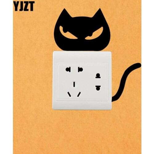 YJZT Cat Animal Wall Vinyl Decal Switch Sticker Cartoon Pattern Living Room Decoration 17SS0232