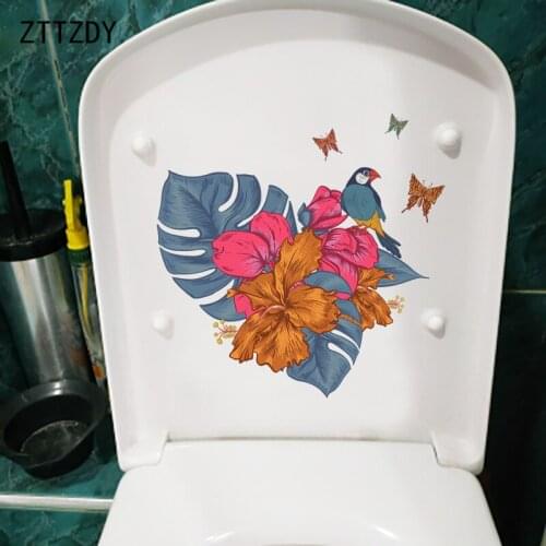 ZTTZDY 24.8×24.5CM Retro Flowers Birds Bedroom Decor Wall Stickers Home Toilet WC Accessories T2-1423
