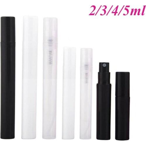 360/lot Travel 2ml 3ml 4m 5ml Clear White Black Makeup Water Perfume Plastic Spray Bottles Atomizing Spray Liquid Containers