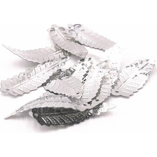 100pcs/Bag 18*47mm Silver Leaves Sequins 1 Hole Sewn Clothing Wedding Paillettes DIY Craft Lentejuelas Accessories Materials