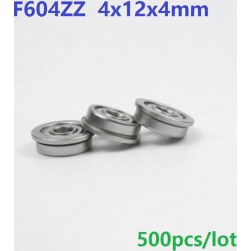 500pcs/lot F604ZZ F604Z F604 Z ZZ F604-ZZ 4x12x4 mm flange flanged Ball Bearing deep groove 4*12*4mm double metal shielded