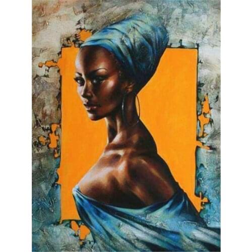 African Woman DIY Cross Stitch Embroidery 11CT Kits Craft Needlework Set Printed Canvas Cotton Thread Home Decoration Design