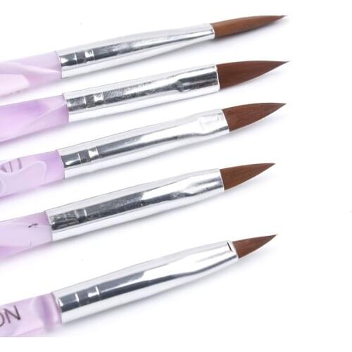 Acrylic Brush Sable Pink Detachable Acrylic Durable and Reusable Nail Art Builder Pens Popular Makeup Beauty Tool 5 sizes