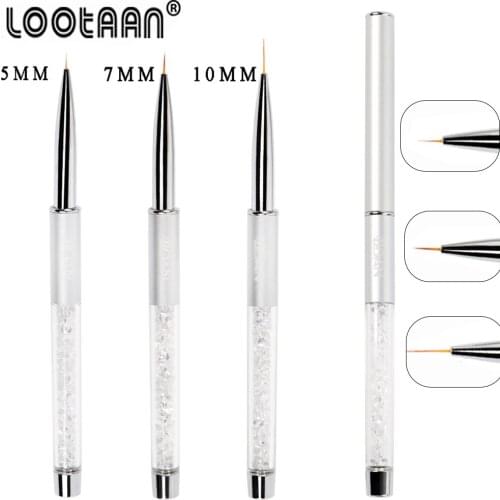 Lootaan White Nail Brush Nail Art Design UV Gel Polish Drawing Painting Gel Brush Liner Nail Oval Head Manicure Pen Nail Tool