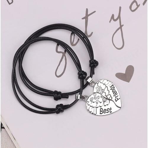 Best Friends Bracelet 2 Pcs/Set Adjustable Rope Chain For Boy And Girls Heart Shape Cute Variety Of Forever Pendant Gifts