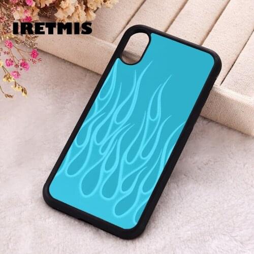 Iretmis 5 5S SE 2020 Phone Cover Case for iPhone 6 6S 7 8 Plus X Xs XR 11 12 Mini Pro Max Silicone TPU Blue flame