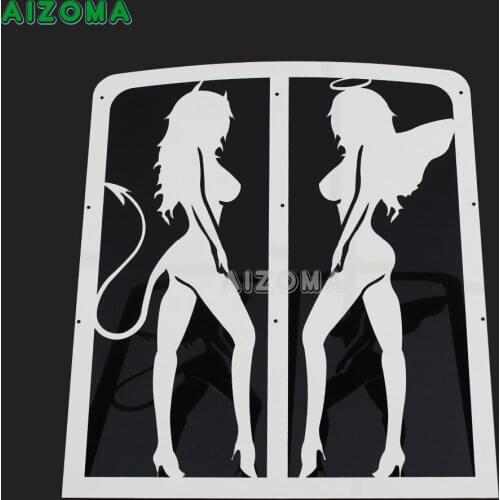 For Yamaha Banshee ATV Chrome Angel and Devil Radiator Grille Water Cooler Grill Cover Protector Guards 1987-2009 2010 11 2012