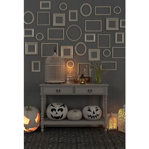 Halloween Photography Backdrops Pumpkins Modern Simple Home Decoration Gray Backgrounds for Photo Studio Photo Shoot Customized