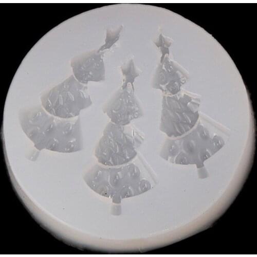 DoreenBeads Silicone Resin Mold For Jewelry Making Round White Christmas Tree Kinds Styles DIY Tools 5.5cm(2 1/8") Dia., 2 PCs