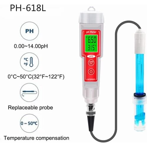 Hydroponics PH Meter Digital 2 in1 PH Temperature Water Quality Tester Backlight for Swimming Pool Aquarium Measuring Instrument