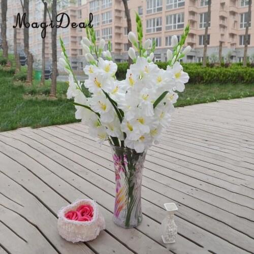 MagiDeal 1pcs Artificial Simulation Gladiolus Flower Stem Wedding Home Decor Home Decoration White