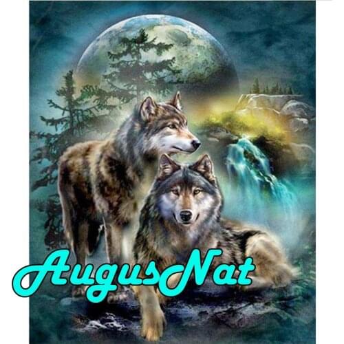 Moon diamond painting full square wolves love daimond embroidery animals pebble beads picture horse diamant mosaic stickers gift