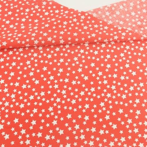Teramila Red Cotton Cloth Patchwork Fabrics White Star Style for Sewing Home Textile Craft Scrapbooking Material Fat Quarter