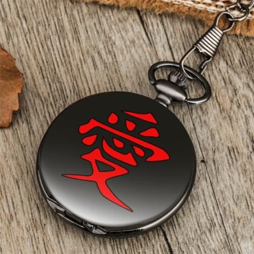 Creative Love Word Pattern Printed Quartz Pocket Watch 30 cm Hanging Pocket Chain Antique Pendant Clock Gifts Men Women