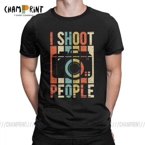 Mens Vintage Shoot People Photographer T-Shirt Novelty 100% Cotton Tee Shirt Short Sleeve T Shirts Round Neck Tops Gift Idea