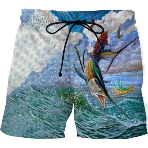 2020 Mens Fishing Beach Shorts Marine Fish Series 3D-printed Swimming Trousers Mens Casual Beach Shorts XS-6XL